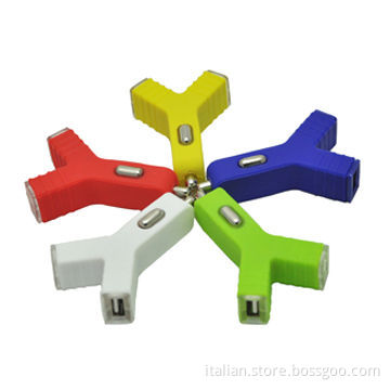 Colorful Y-shape style dual USB car charger 5V 1A